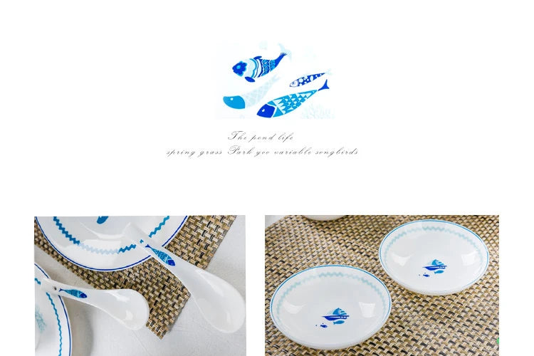 16pcs set, fine bone china dinner plate sets, fish design, porcelain dinner sets bowl set, ceramic servies set, table service,