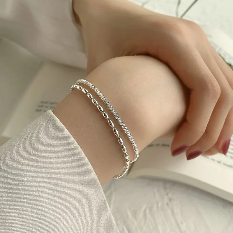 XIYANIKE Luxury Double Layer Sparkling Chain Bracelet For Women Girl Fashion New Jewelry Lady Gift Party Wedding pulseras mujer