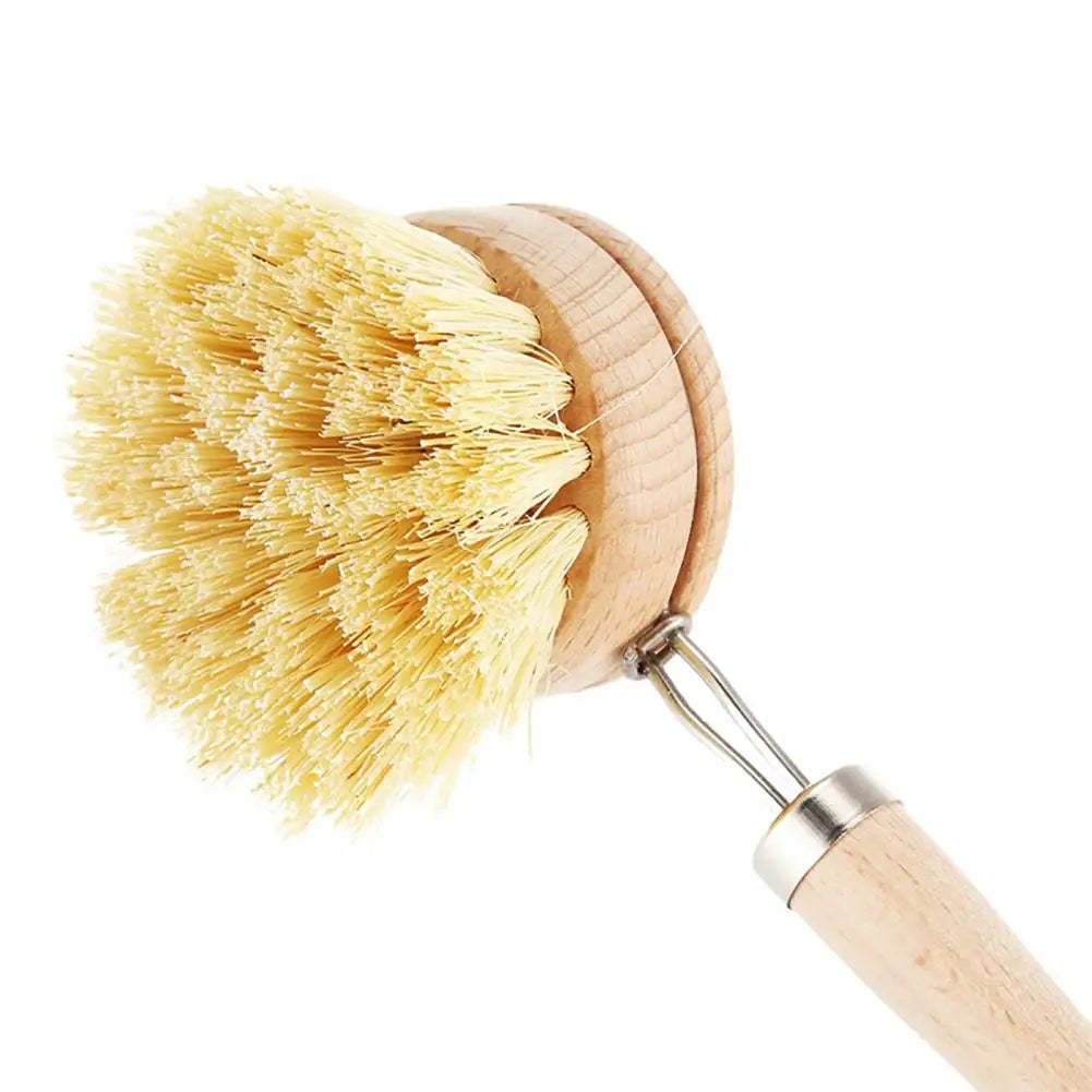 Dishwashing Brush Long Wooden Handle Beech Cleaning Brush Household Cleaning Brush Houseware For Dorm Kitchen Cleaning Tool