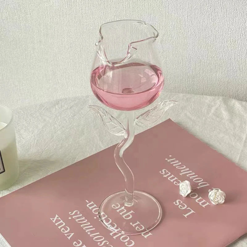 Wine Glass Exquisite Transparent Rose Shape Goblet Cocktail Cup Home Champagne Red Wine Glasses for Drinking Wedding Supplies