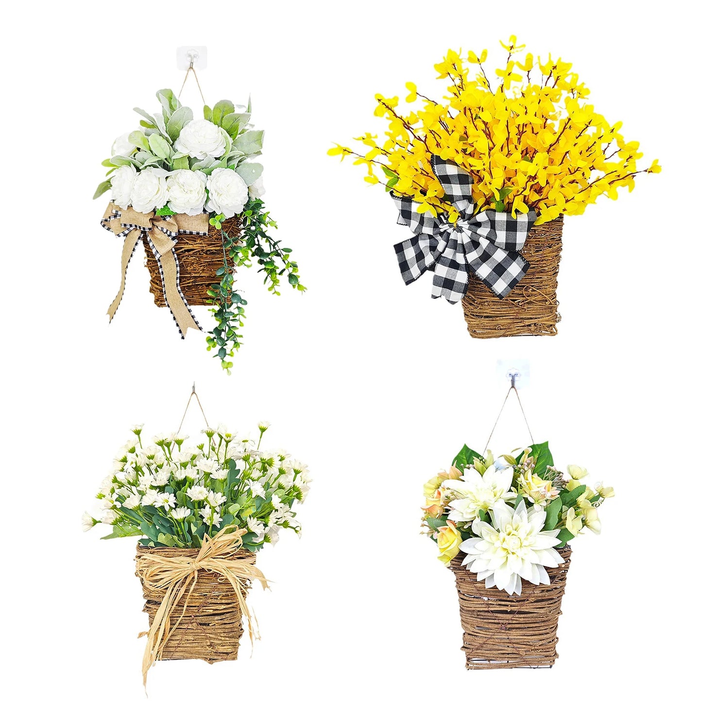 Fall Wreaths Flowers Basket For Front Porch Farmhouse Thanksgiving Autumn Artificial Flowers Wedding Decor