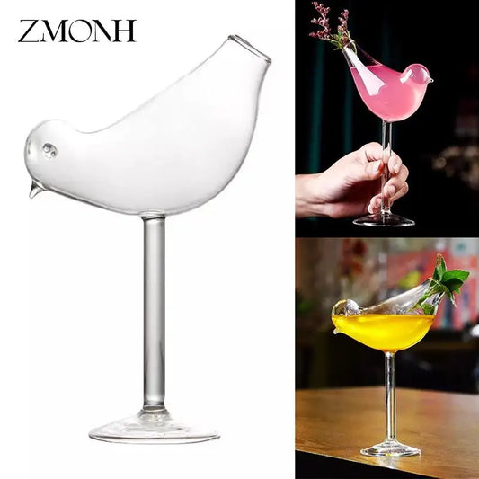 1pc Cocktail Goblet Glasses Bird Champagne Glass Creative Molecular Smoked  Party Bar Drinking Cup Wine Juice Cup