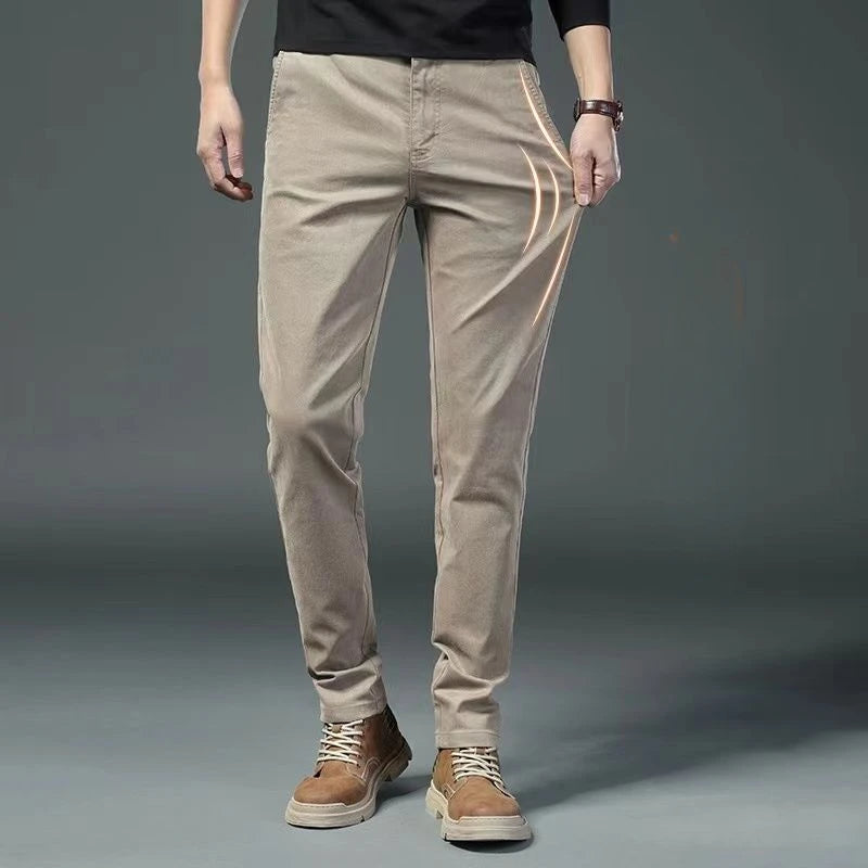 Men's Casual Pants Thin Straight Cotton Work Summer Male Trousers Dress Formal Vintage Slacks Clothes Polyester Harajuku Fashion