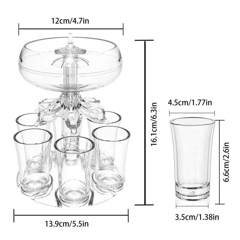 6 Shot Glass Dispenser And Holder Dispenser For Filling Liquid Swim Pool Party Bar drinking game Tool Festival Party Accessories