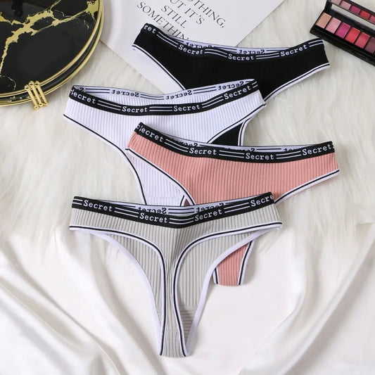 Ladies Briefs Woman Underwear Sexy Thong Solid G-string Breathable Panties Cotton Underpants Letter Panty Soft Intimate Lingerie