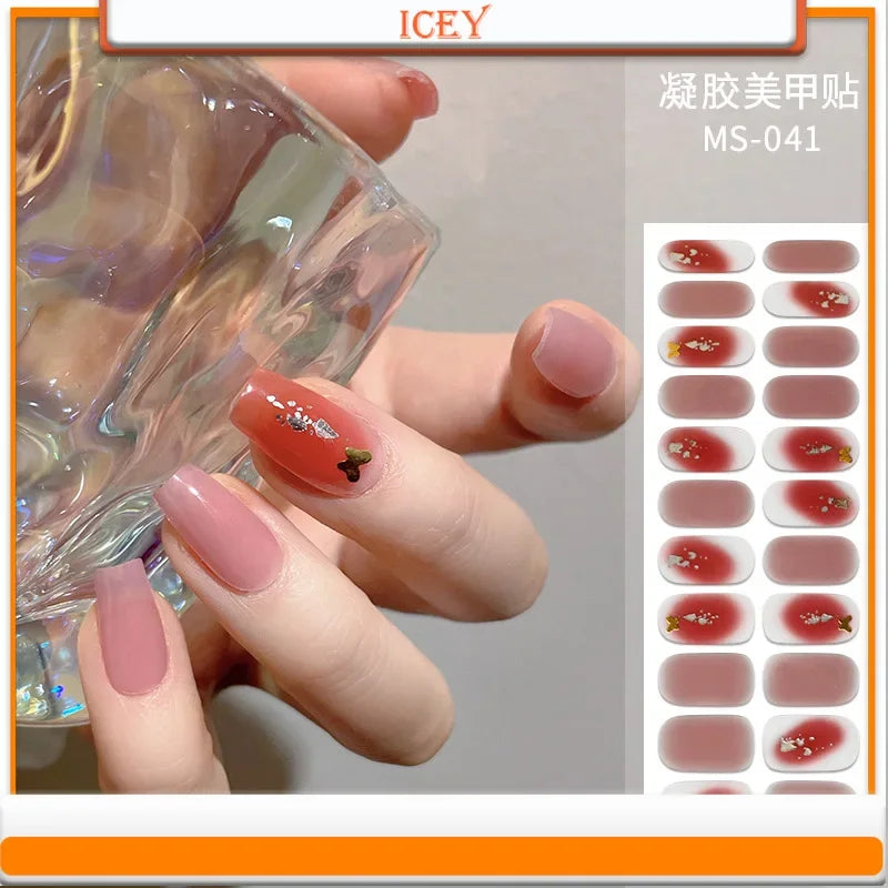 Icey Beauty 1set Gel Nail Enhancement Paste Ins Style Laser Gilding Nail Sticker