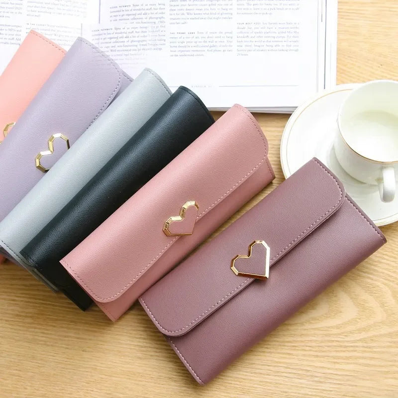 Women Long Wallets Purses Luxury Love Heart Wallets for Ladies Girl Money  Pocket Card Holder Female Wallets Phone Clutch Bag