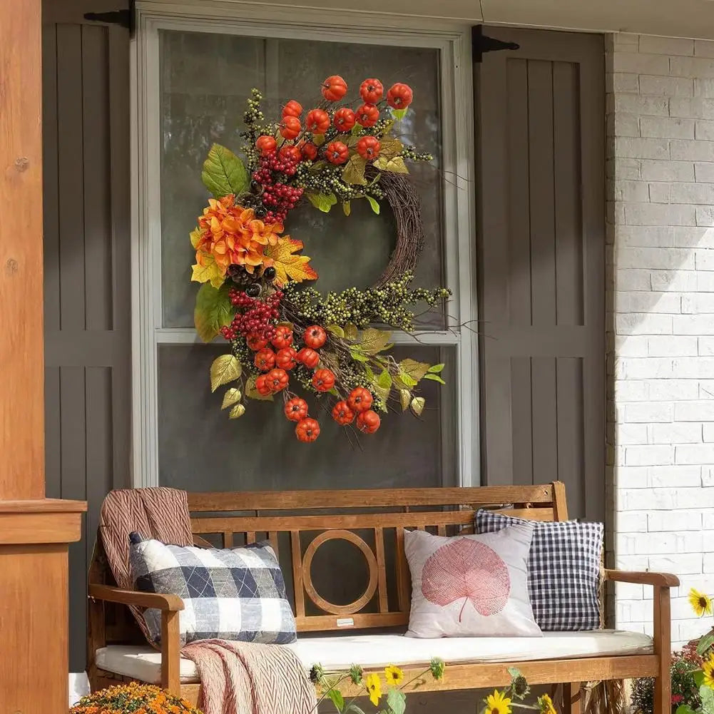 Fall Wreath Vibrant Fall Wreath Vibrant Fall Harvest Wreath Mini Pumpkins Berries Ornamental Decor for Front Door Home