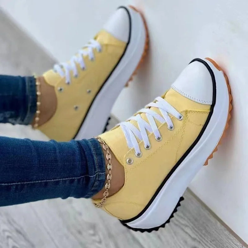 Women Sneakers  Female Canvas Shoes Tennis Ladies Shoes Chunky Platform Lace Up Shoe for Woman Plus Size Zapatillas De Mujer