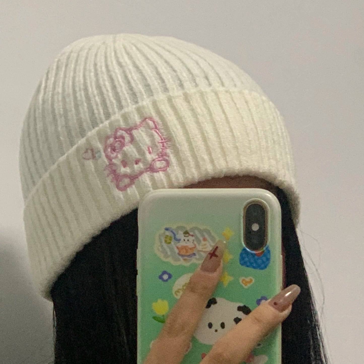 Cute Children Hello Kitty Knitted Hat Girls Women Casual Beanie Hat Lady Fall Winter Soft Warm Wool Hat Kids Warm Ear Head Cap