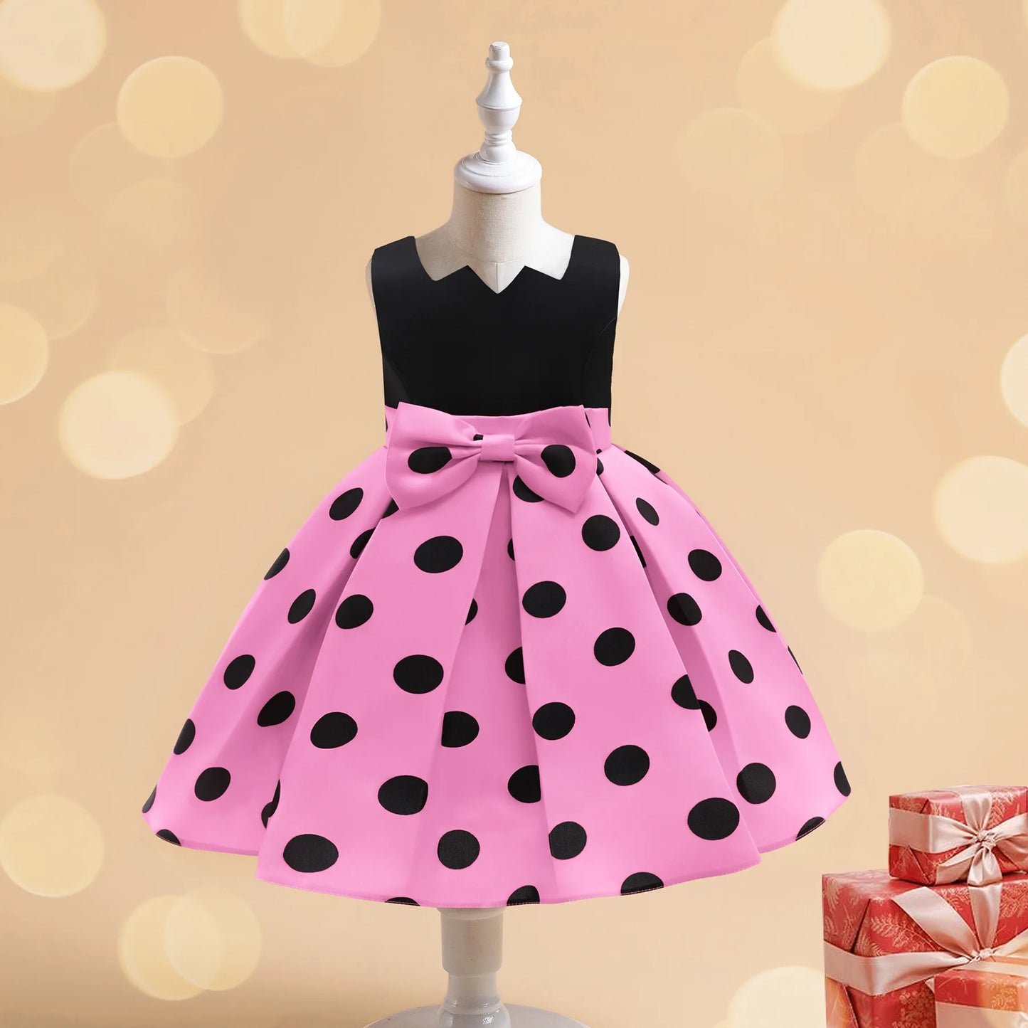 Baby Girl's Minnie Polka Dot Dress, Children's Summer Clothes, Kids Birthday Party, Christmas Costume