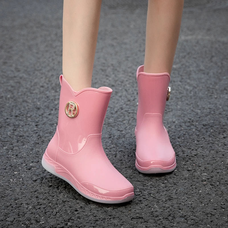 Waterproof Boots Women Female Shoes Boots-Women Luxury Designer Rainboots Ankle Ladies 2024 Fashion Shoes Waterproof Boots Women