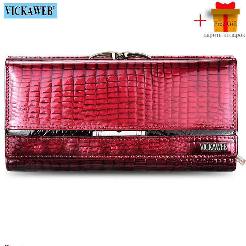 Free Gift Leather Women Wallet Patchwork Multifunction Thick Clutch Big Hasp Ladies Purses Female Card Holder Zipper Phone Bag