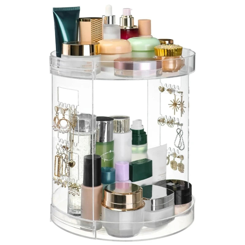 Desktop Makeup 360 Rotation Acrylic Storage Rack for Beauty Product Large Capacity Cosmetics Display Stand