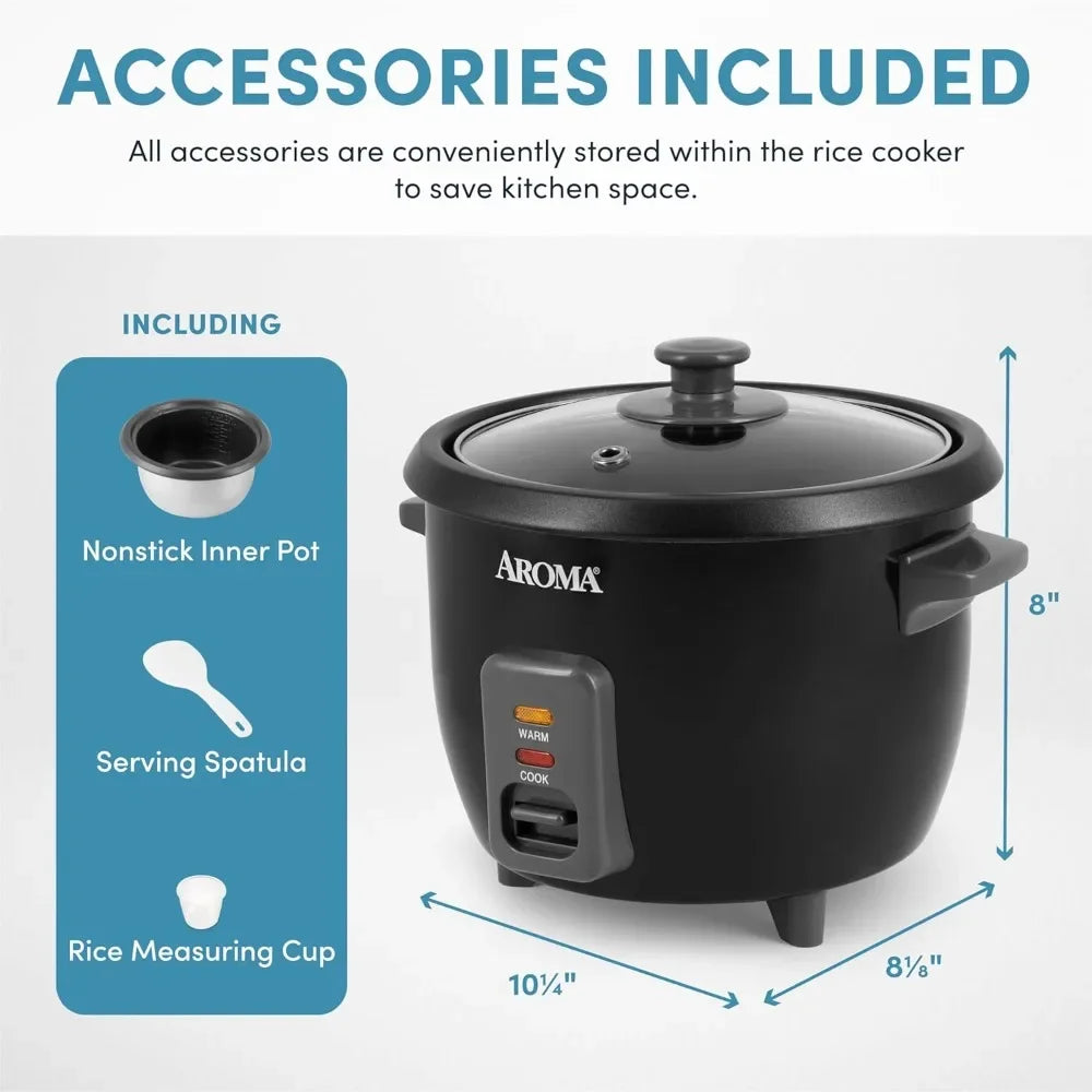 Housewares 6-Cup (Cooked) / 1.5Qt. Rice & Grain Cooker (ARC-363NGB),Black & Aroma 6-cup (cooked) 1.5 Qt. One Touch