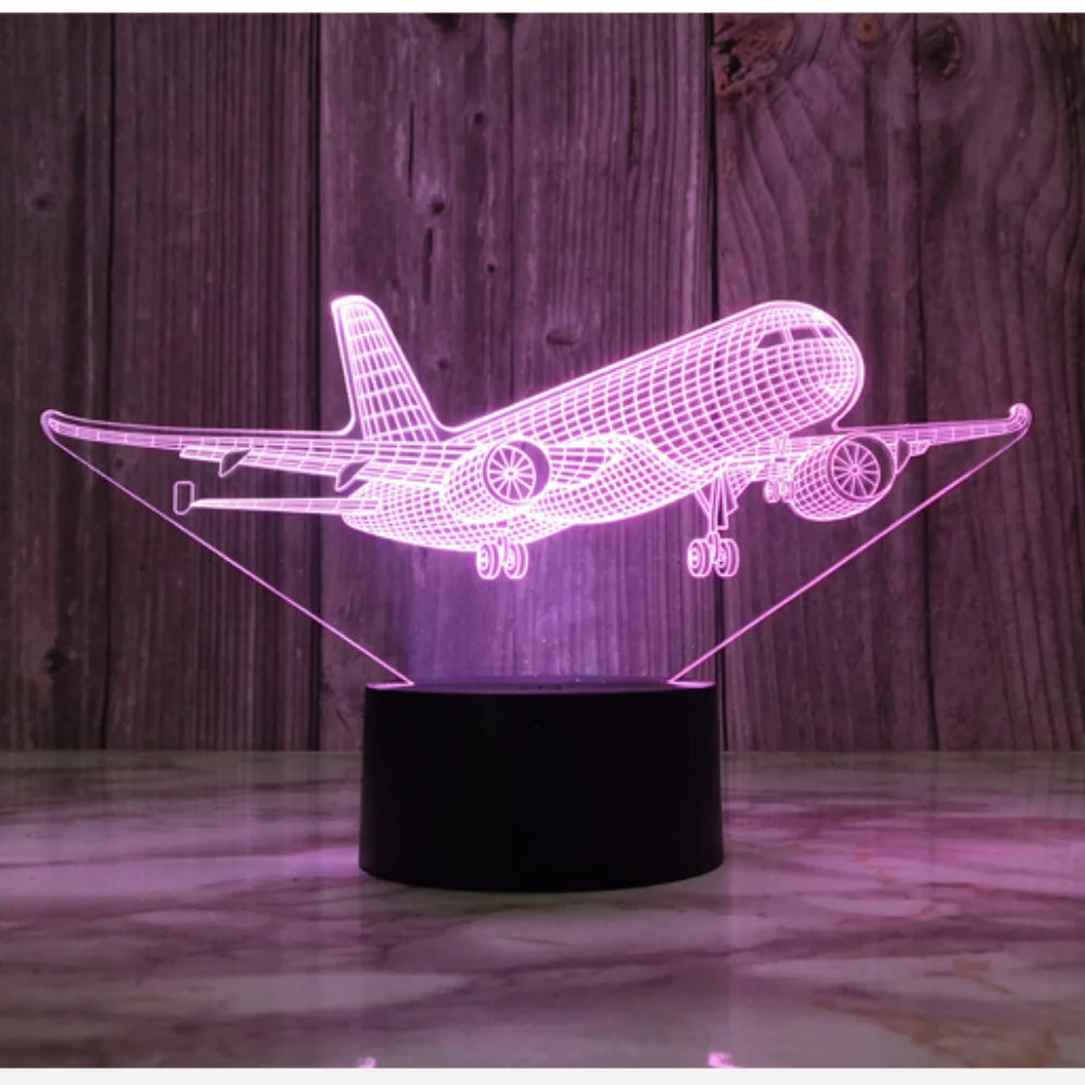 Airplane 3d Night Light Usb Plug-in Touch Table Lamp Room Decor Bedside Nightlight Child Birthday Christmas Gifts for Kids Boys