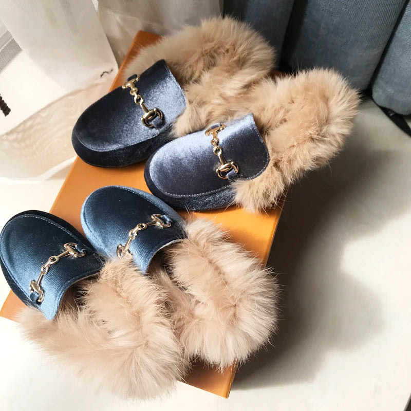 Winter Kids Fur Princess Shoes Baby Girls Velvet Brand Flats Children Slip On Shoes Toddler Fashion Dress Loafers Boys Moccasin