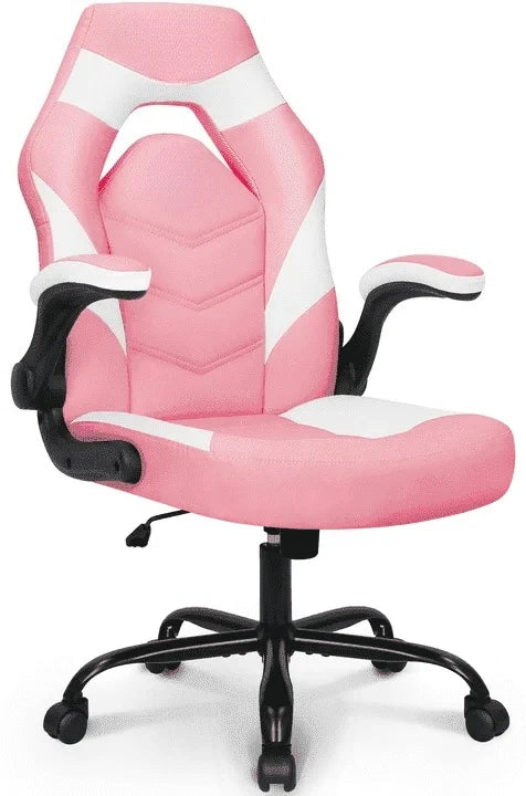 N-GEN Comfortable Flip-Up Armrest Faux Leather Gaming Chair with Swivel Wheels Adjustable