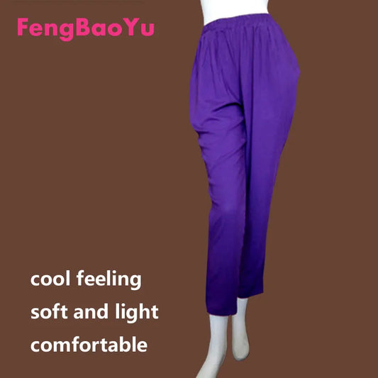 Fengbaoyu Cotton Silk Women's Horse Pants Leisure Radish Trousers Summer Vacation Girl Dressed as a Fat Girl Cool and Soft