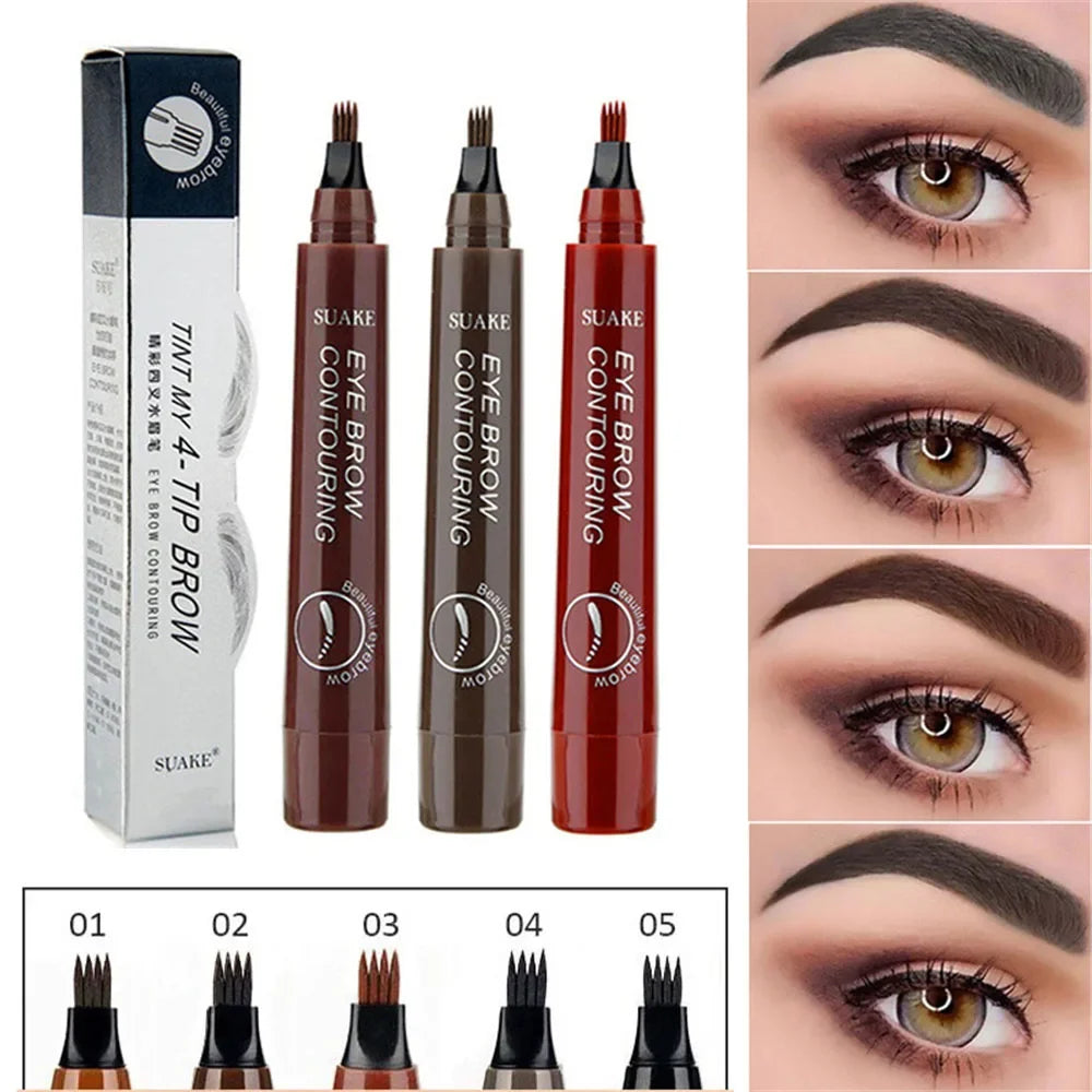 4 Forks Eyebrow Pencil 3D 5 Colors Lasting Waterproof Anti-Sweat Non-Fading Color Eyebrow Hair Makeup Women Beauty Makeup