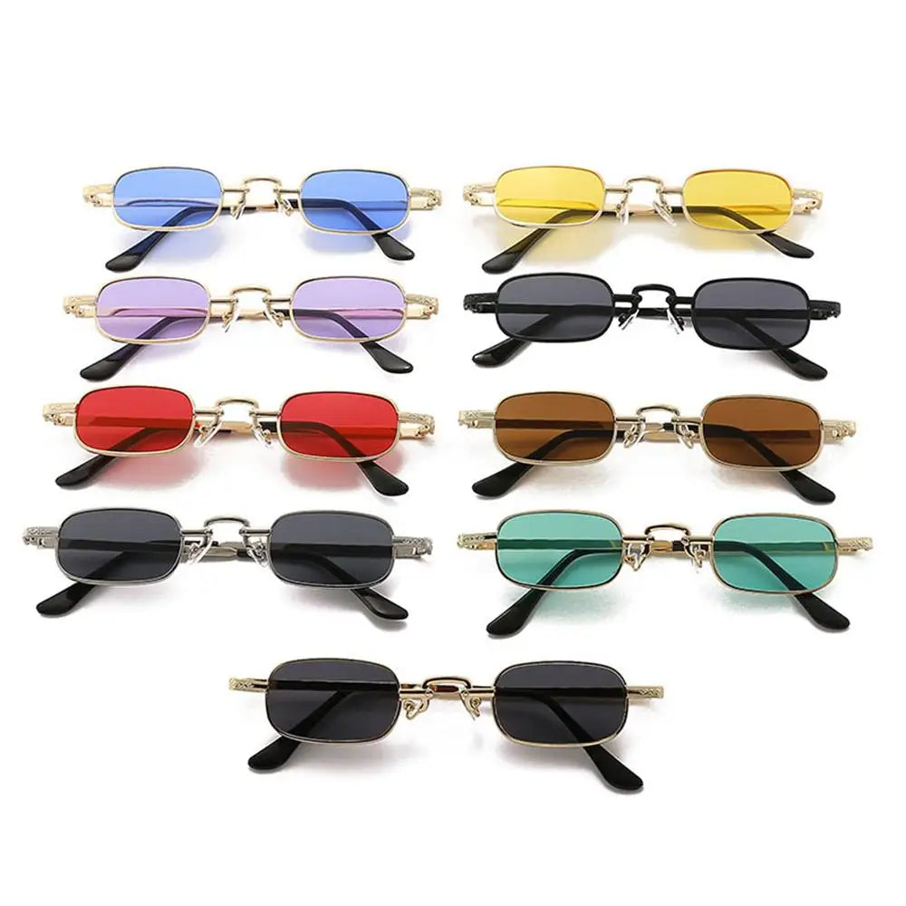 Small Rectangle Sunglasses for Women Men Retro Metal Frame Punk Sun Glasses Vintage Travel Shades UV400 Protection Women Eyewear