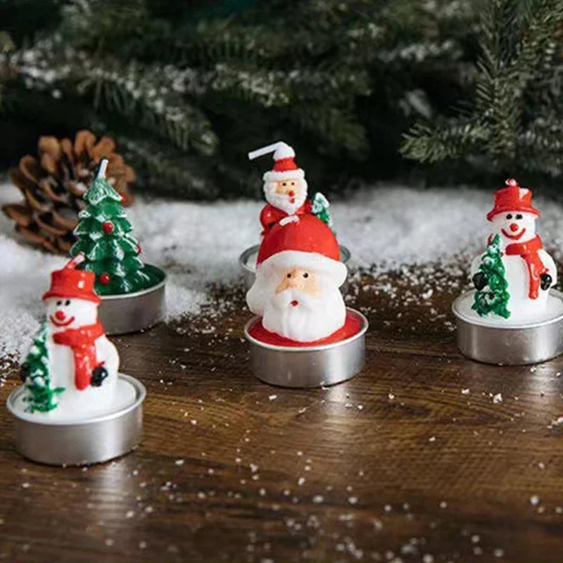 Cute Cartoon Christmas Candle Set 3 Candles Creative Christmas Holiday Home Dinner Atmosphere Decoration Friends Party Gift