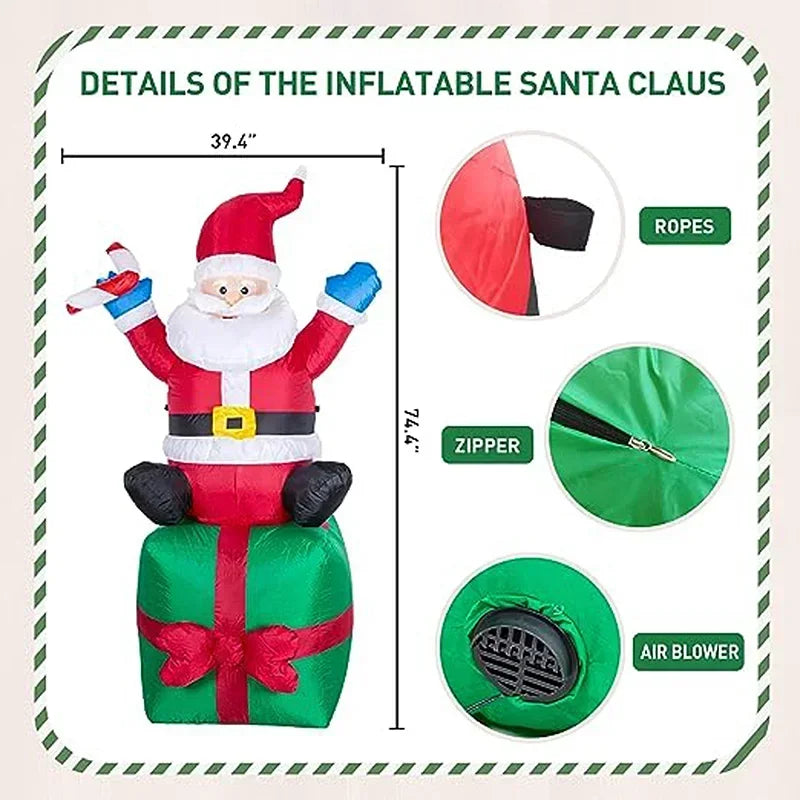 6FT Inflatable Santa Claus Christmas Decoration Indoor and Outdoor Dress Up Holiday Ambiance inflatable air model Christmas Gift