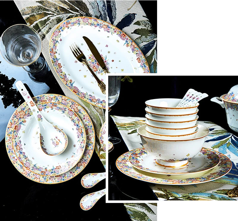 50pcs set,  fine bone china dinner set, star design, porcelain dinnerware set, dinner plates for servies, chafing dish bowl dish