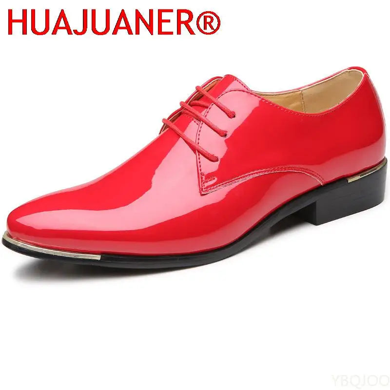 2023 Newly Men's Quality Patent Leather Shoes White Wedding Shoes Size 38-48 Black Leather Soft Man Dress Shoes