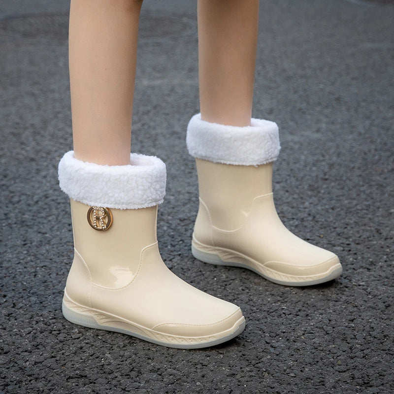 Waterproof Boots Women Female Shoes Boots-Women Luxury Designer Rainboots Ankle Ladies 2024 Fashion Shoes Waterproof Boots Women