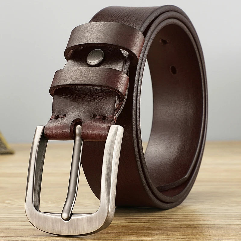 Top layer cowhide belt, men's genuine leather needle buckle belt, men's Korean version trendy pants belt,  designer belt