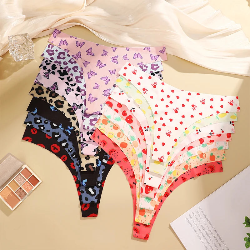 3PCS/SET Sexy G-String For Women Colorful Bikini Female Underwear T-back Intimates Lingerie Seamless Low Waist Underpants Lady