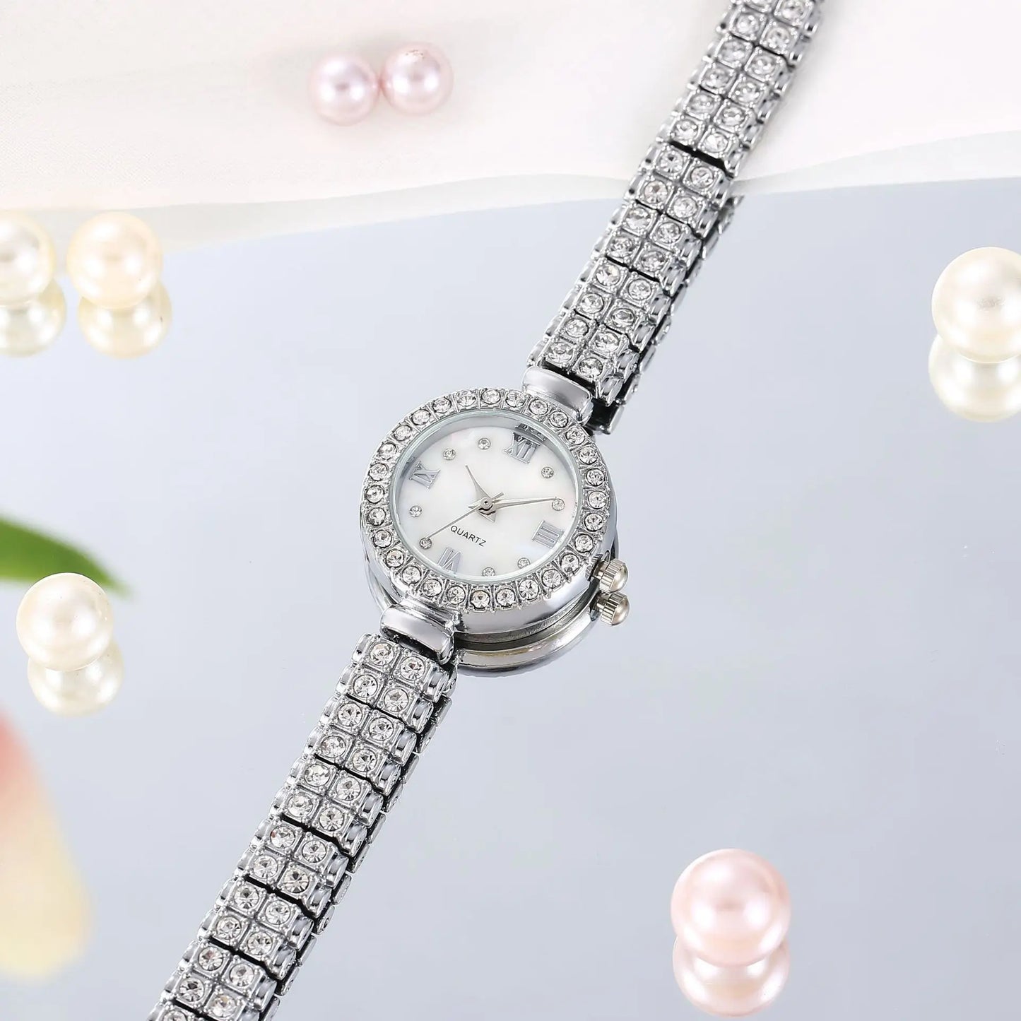 UTHAI W47 Fashion Light Luxury Temperament Women's Watch Round Diamond Clock Ladies  Jewelry Versatile Wristwatch