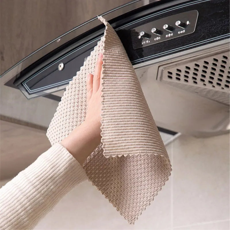 5Pcs Polyester/Nylon Cleaning Towel Anti-grease Cleaning Cloth Multifunction Home Washing Dish Kitchen Supplies Wiping Rags