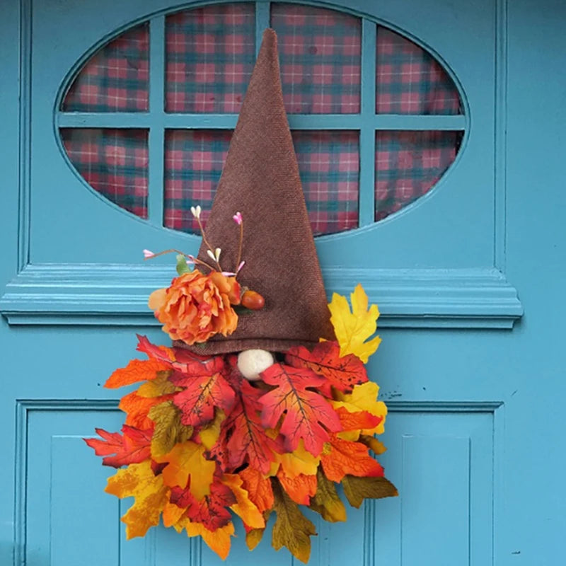 Fall Wreath For Door Decor,Fall Sign With Maple Leaf Fairy For Autumn Harvest Thanksgiving Front Porch Wall Mantel Fall