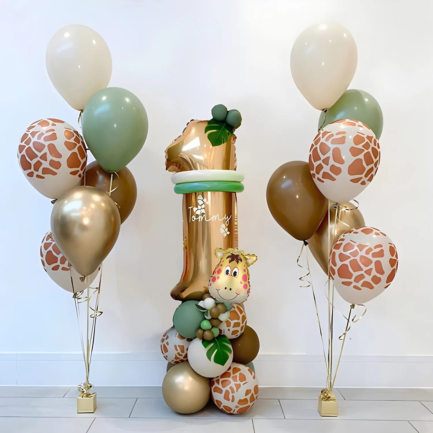 33 pcs of green jungle giraffe balloon digital pillar set, birthday party, baby bath decoration items baby shower,gender reveal