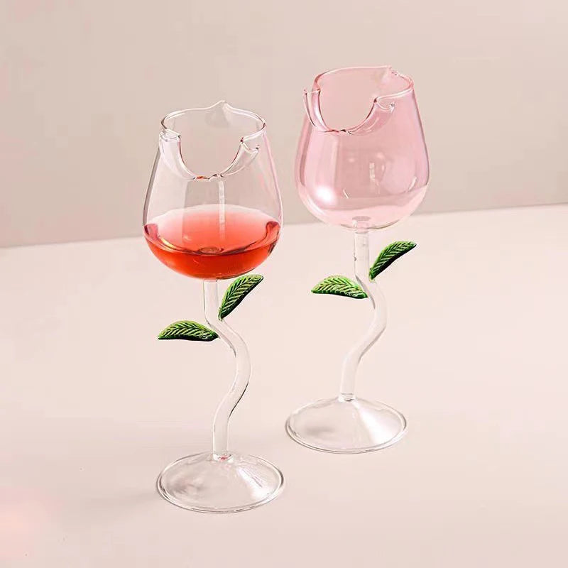 Wine Glass Exquisite Transparent Rose Shape Goblet Cocktail Cup Home Champagne Red Wine Glasses for Drinking Wedding Supplies