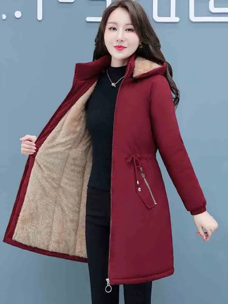 Women Long Parka Winter New Large Size Long Jackets Womens Hooded Thick Cotton Coat warm Loose Casual Coat Pockets