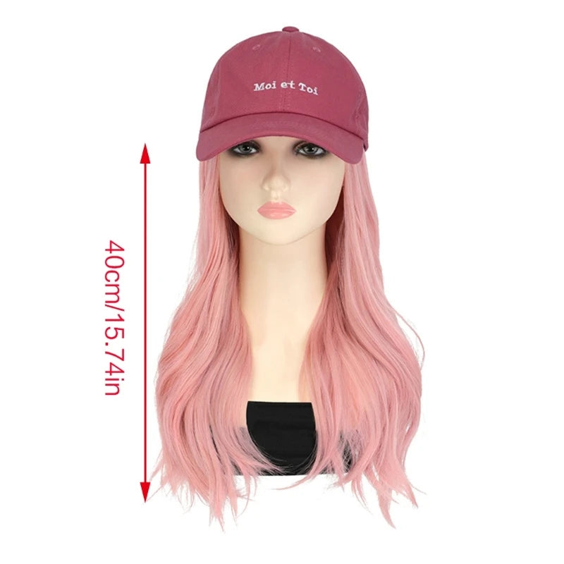 Y1UB Adjustable Baseball with Long Hair for Women Teens Girl Cosplay Costume Hair Hat Hair Baseball