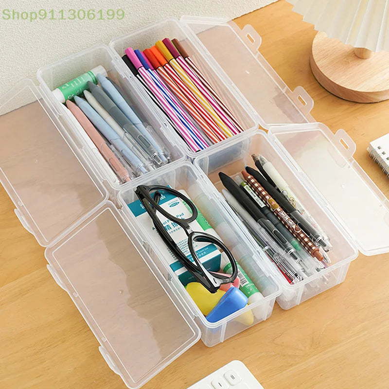 1Pcs Portable Simple Plastic Transparent Pencil Box Pouch Stationery School Pencil Case Supplies for Kids Teachers Home