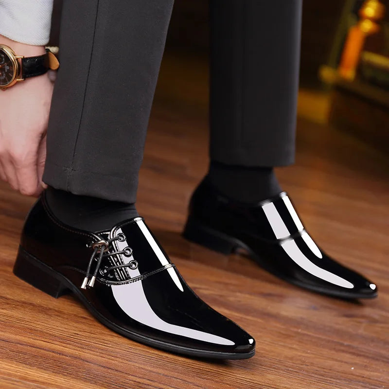 Classic Patent Leather Shoes for Men Business Men's Dress Shoes Fashion Elegant Oxfords Shoes Men's Wedding Party Shoe 2024 New